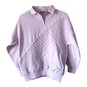 Winterset Vintage Pastel Lavender Collared Sweatshirt Asymetrical 80s S/M Henley